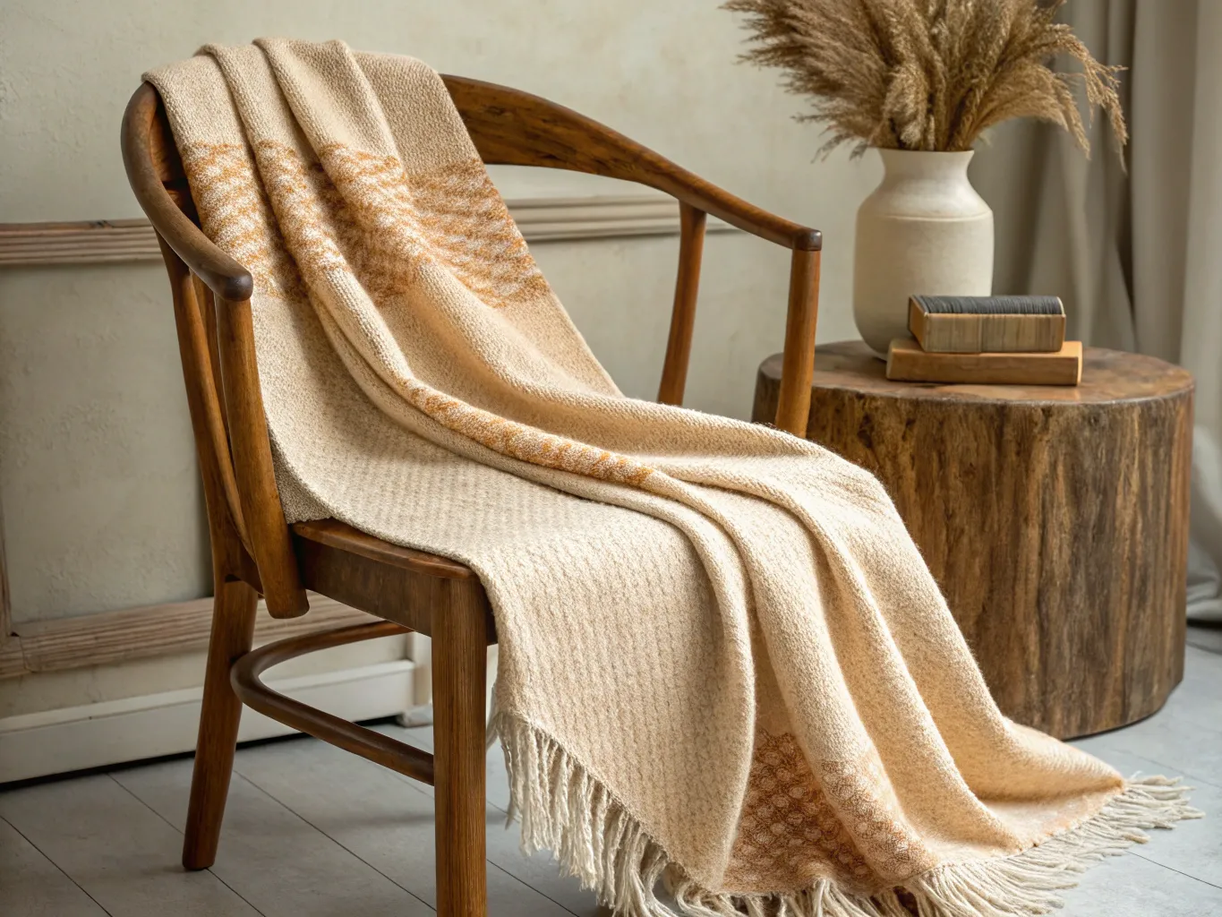Natural fiber throw blanket
